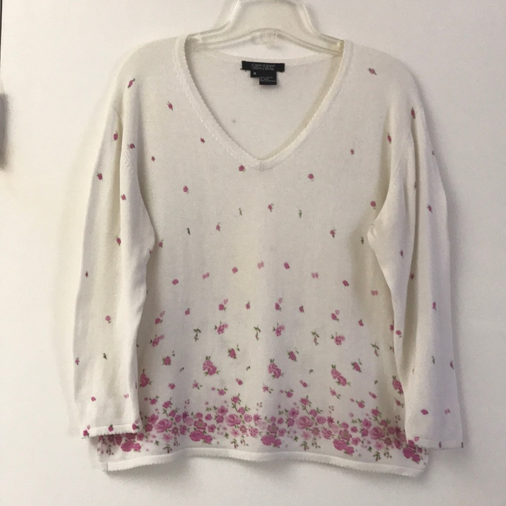 Karen Kane V-Neck Floral Sweater